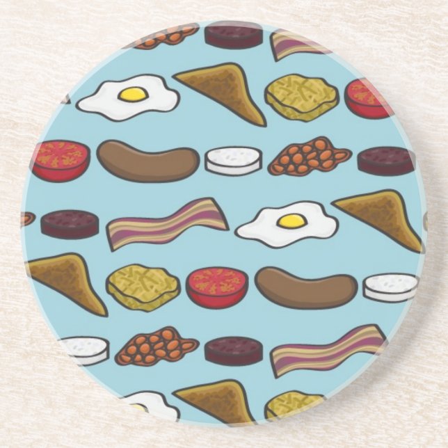 Dessous De Verre En Grès Petit déjeuner frit (Devant)