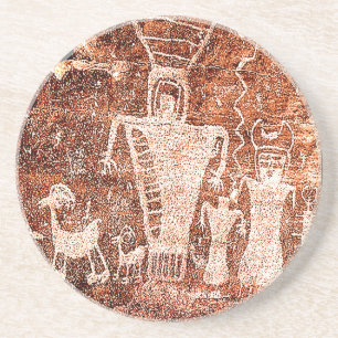 Dessous De Verre En Grès Pétroglyphe antique d'astronautes de Natif