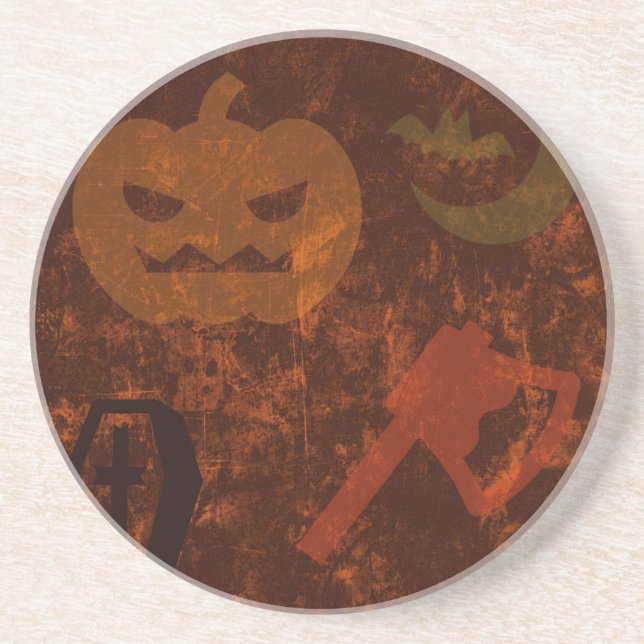 Dessous De Verre En Grès Peurs d'Halloween sur Eerie Arrière - plan (Devant)