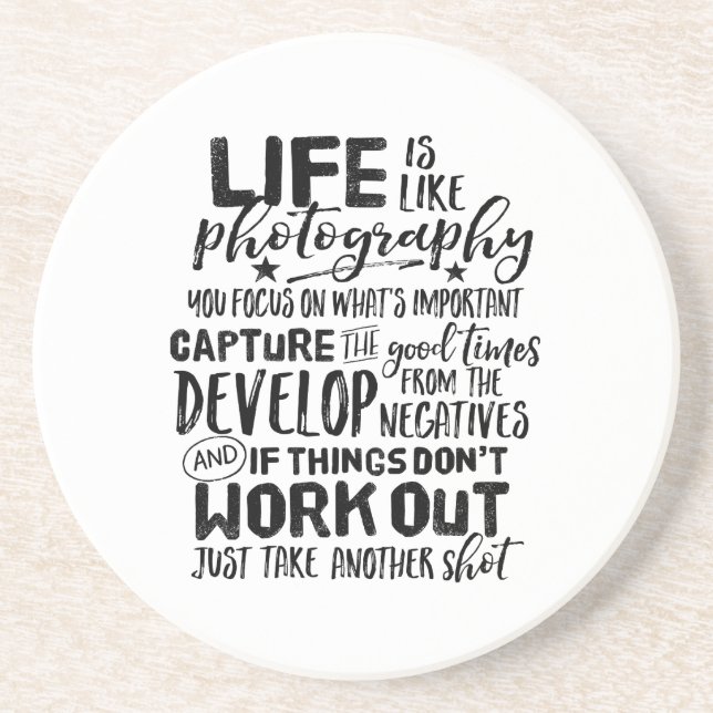 Dessous De Verre En Grès Photographe de citation de vie inspirationnelle (Devant)