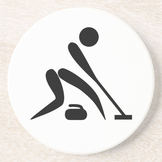 Dessous De Verre En Grès Pictogramme de curling (Devant)