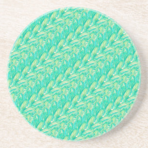 Dessous De Verre En Grès Pierre de Pétale Florale Aquarelle Aquamarine Élég