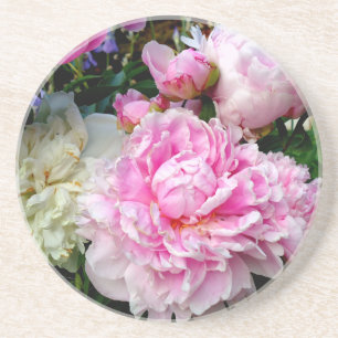 Dessous De Verre En Grès Pies roses et blanches