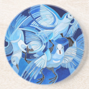 Dessous De Verre En Grès Pigeons de cordonnier en bleu de Cerulean