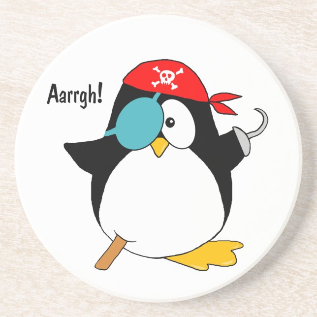 Dessous De Verre En Grès Pingouin de pirate (Devant)