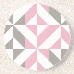 Dessous De Verre En Grès Pink Raspberry and Silver Geometric ZigZag