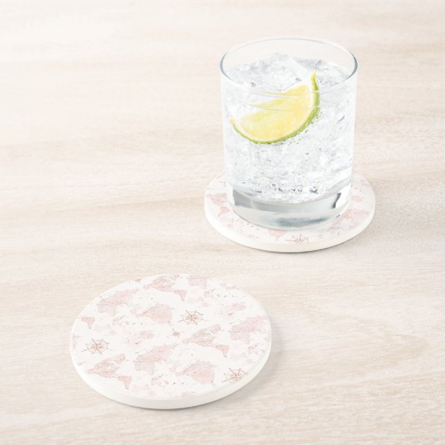 Dessous De Verre En Grès Pink World Map (Côté)