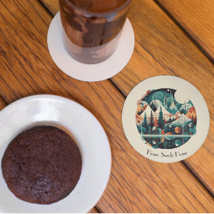 Dessous De Verre En Grès Pins et Montagnes, personnalisable