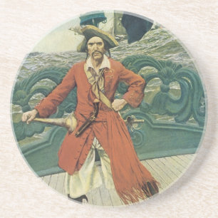 Dessous De Verre En Grès Pirates d'antan, Capitaine Keitt par Howard Pyle