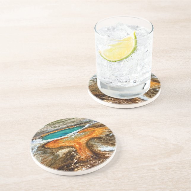 Dessous De Verre En Grès Piscine de courant ascendant de Yellowstone (Côté)