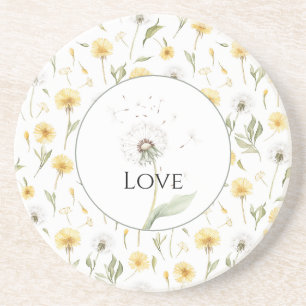 Dessous De Verre En Grès Pissenlits Fleurs Jaunes Blanches Amour
