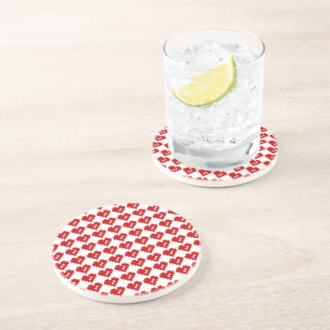 Dessous De Verre En Grès Pixel Coeur 8 bits Amour (Côté)
