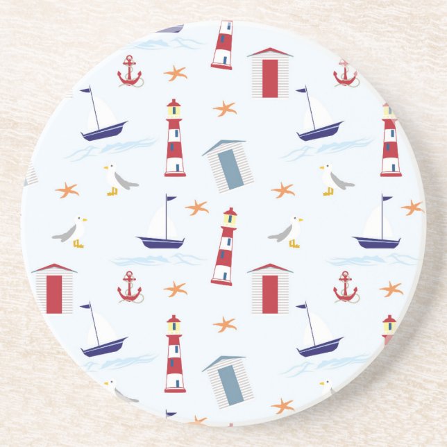 Dessous De Verre En Grès Plage Blue Lighthouse (Devant)