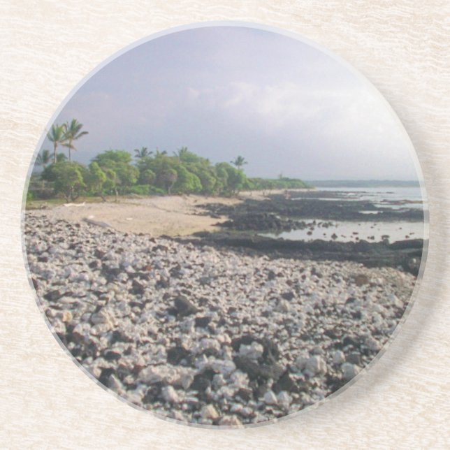 Dessous De Verre En Grès Plage de sable noir à Hawaii (Devant)
