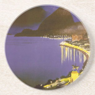 Dessous De Verre En Grès Plage vintage la nuit à Rio de Janeiro, Brésil