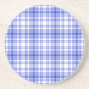 Dessous De Verre En Grès Plaid blanc bleu 2