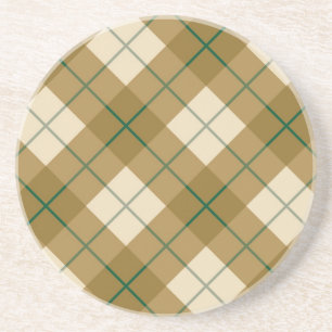 Dessous De Verre En Grès Plaid polarisé en or avec la rayure verte
