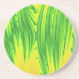 DESSOUS DE VERRE EN GRÈS PLANTES D'EAU VERTE ET JAUNE