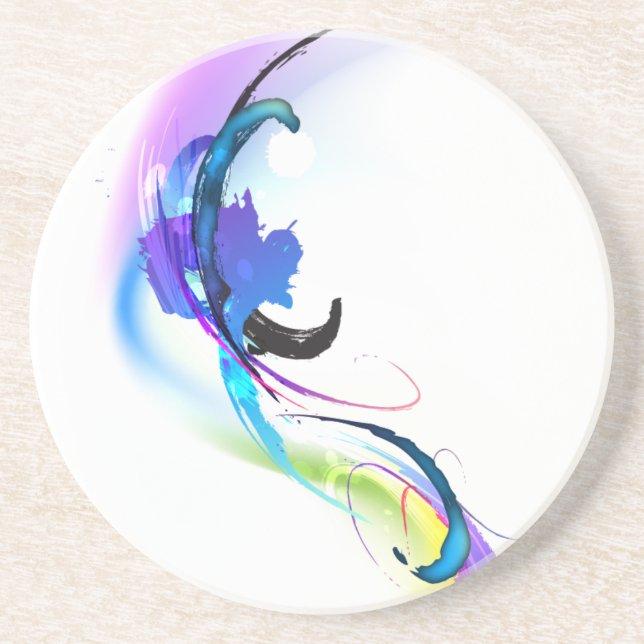 Dessous De Verre En Grès Plaques de peinture de couleur de matin Abstraites (Devant)