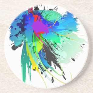 Dessous De Verre En Grès Plaques de peinture Peacock Abstraites