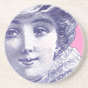 Dessous De Verre En Grès Plat de mode vintage de beauté d'époque de belle