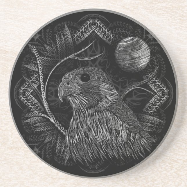 Dessous De Verre En Grès Pleine lune de faucon (Devant)