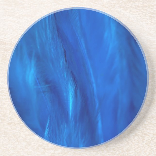 Dessous De Verre En Grès Plumes bleu ciel et vers le bas (Devant)