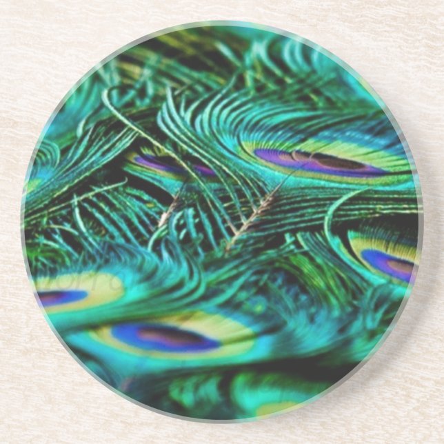 Dessous De Verre En Grès Plumes de paon (Devant)