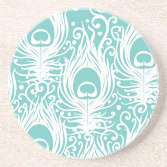 Dessous De Verre En Grès Plumes molles de paon (Devant)