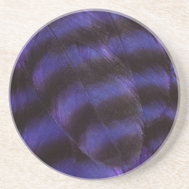 Dessous De Verre En Grès Plumes violettes et noires (Devant)