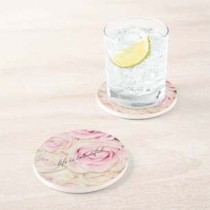 Dessous De Verre En Grès Plutôt romantique rose crème rose