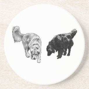 Dessous De Verre En Grès Poignée de point d'aération — Retriever Duo