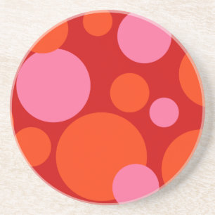 Dessous De Verre En Grès Points rose et orange