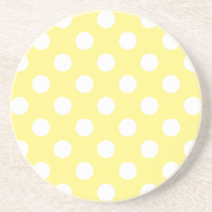 Dessous De Verre En Grès Pois blancs sur jaune citron