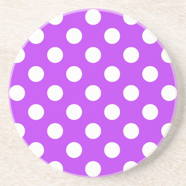 Dessous De Verre En Grès Pois blancs sur violet clair (Devant)