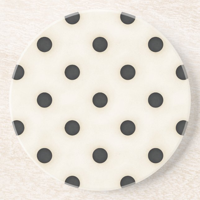 Dessous De Verre En Grès Pois noirs sur blanc antique désossés (Devant)