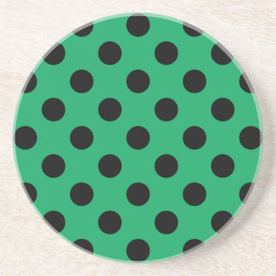 Dessous De Verre En Grès Pois noirs sur vert frais