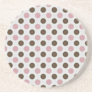 Dessous De Verre En Grès Pois rose et Brown