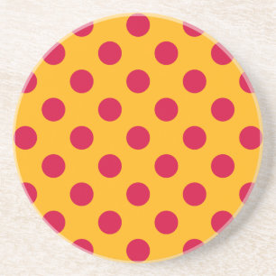 Dessous De Verre En Grès Pois rouges sur jaune
