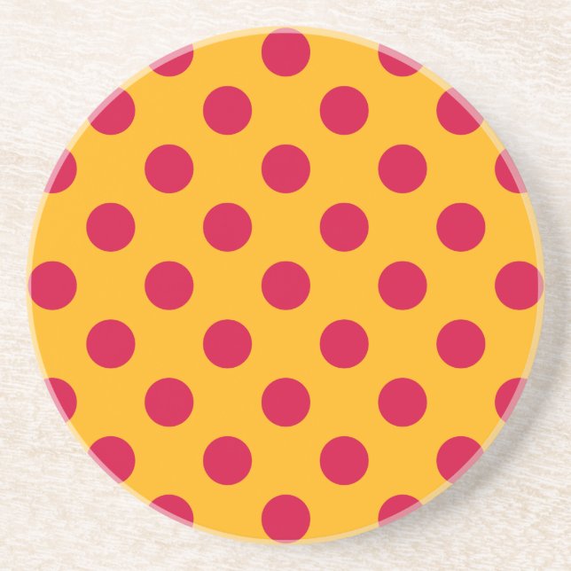 Dessous De Verre En Grès Pois rouges sur jaune (Devant)