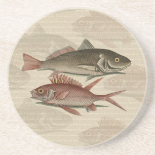 Dessous De Verre En Grès Poisson Perche rouge Art pêcheur