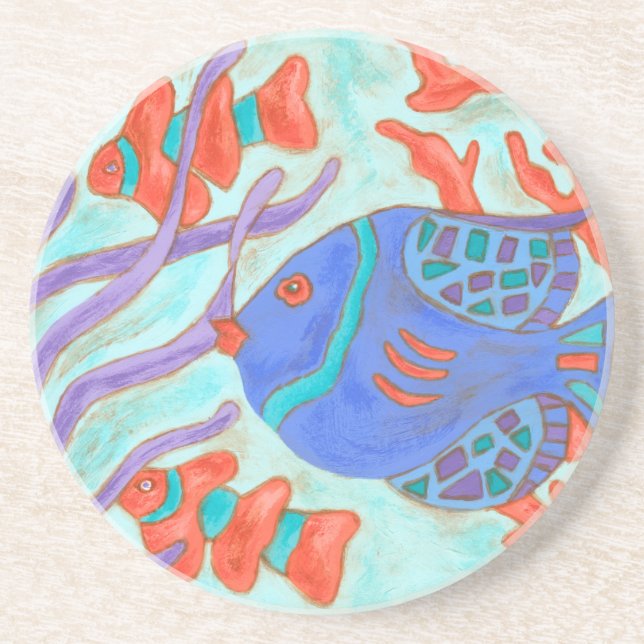 Dessous De Verre En Grès Poisson Pop (Devant)