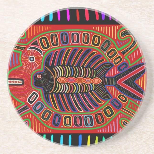 Dessous De Verre En Grès Poisson volant Cuna Indian Mola (Devant)