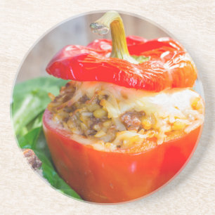 Dessous De Verre En Grès Poivrons farcis cuits au four avec sauce à la vian