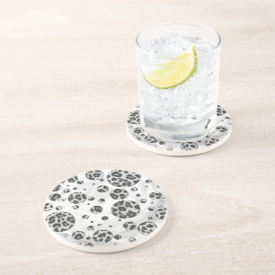 Dessous De Verre En Grès Polka Dot Leopard Design noir et blanc