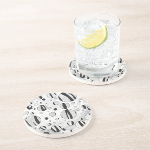 Dessous De Verre En Grès Polka Dot Tiger noir et blanc
