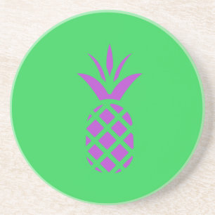 Dessous De Verre En Grès Pomme de pin violet en vert.