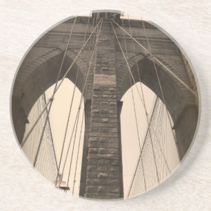 Dessous De Verre En Grès Pont de Brooklyn vintage de sépia
