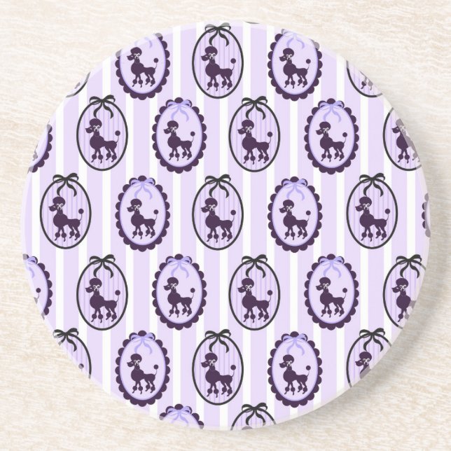 Dessous De Verre En Grès Poodles violets (Devant)