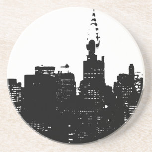 Dessous De Verre En Grès Pop Art Black & White New York